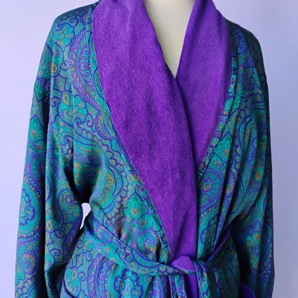 Victoria's Secret Purple and Green Satin Robe